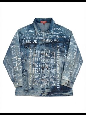 Thirty 6 Point 5 Blue Denim Jacket with White Graphic Print